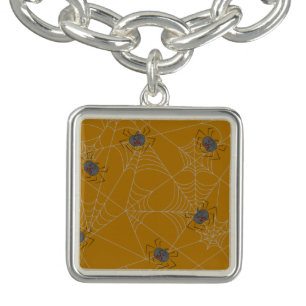 Halloween spiders web and pumpkins bracelet