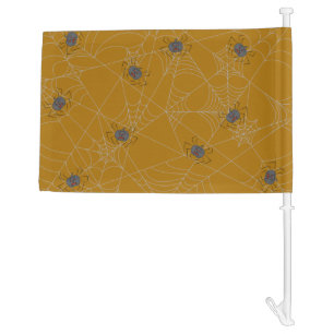 Halloween spiders web and pumpkins    car flag