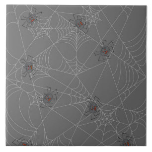 Halloween spiders web and pumpkins ceramic tile