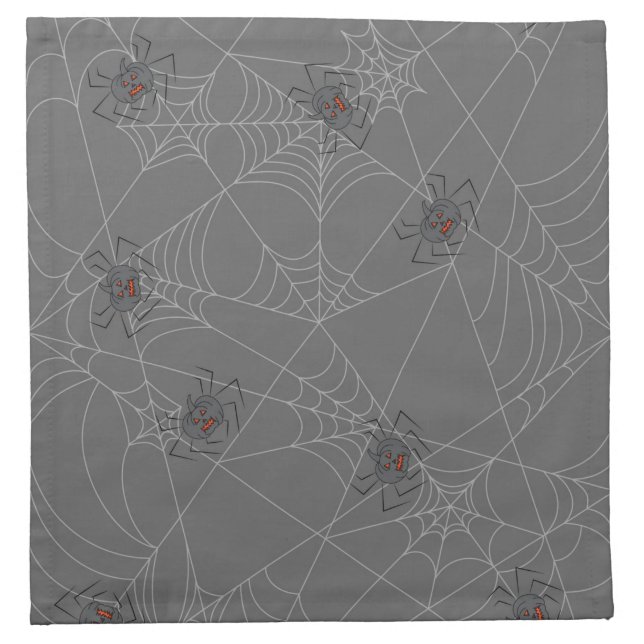 Halloween spiders web and pumpkins   cloth napkin (Front)