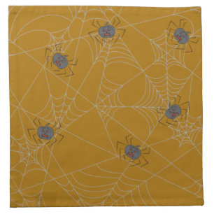 Halloween spiders web and pumpkins cloth napkin