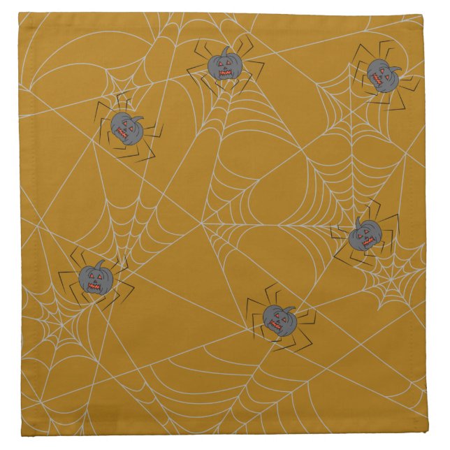 Halloween spiders web and pumpkins   cloth napkin (Front)