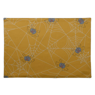 Halloween spiders web and pumpkins cloth placemat