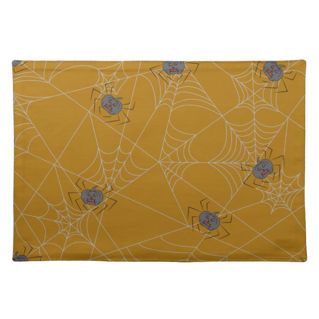 Halloween spiders web and pumpkins  cloth placemat (Front)