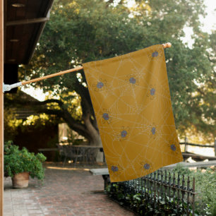 Halloween spiders web and pumpkins house flag