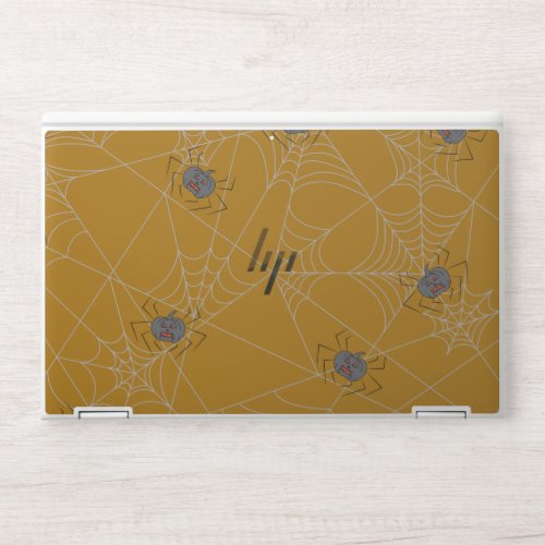 Halloween spiders web and pumpkins  HP laptop skin