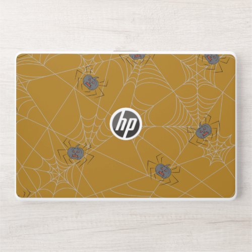 Halloween spiders web and pumpkins  HP laptop skin