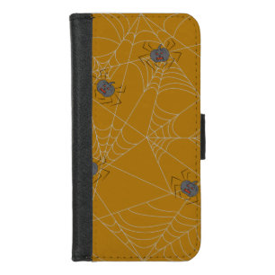Halloween spiders web and pumpkins iPhone 8/7 wallet case