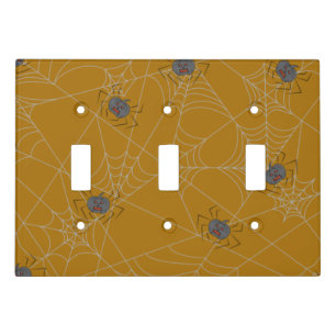 Halloween spiders web and pumpkins light switch cover