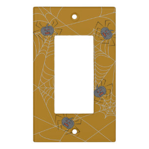 Halloween spiders web and pumpkins light switch cover