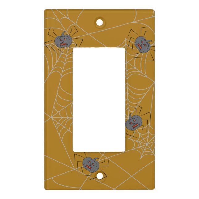 Halloween spiders web and pumpkins light switch cover (Front)