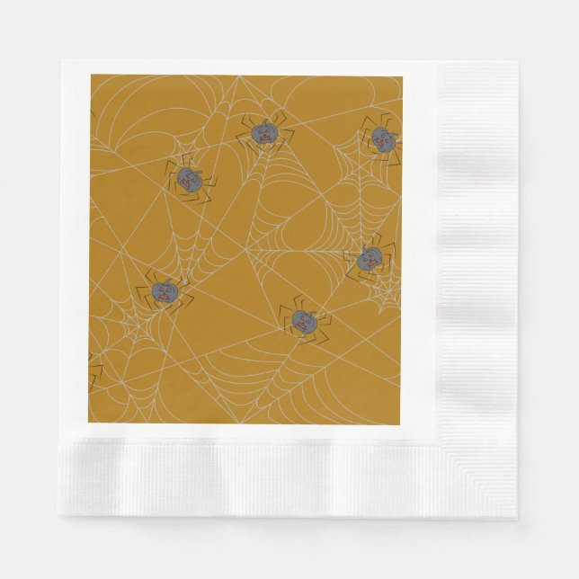Halloween spiders web and pumpkins  napkins (Front)