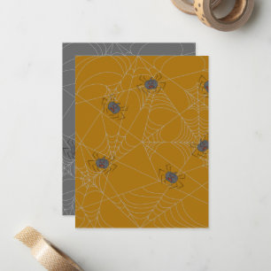 Halloween spiders web and pumpkins note card