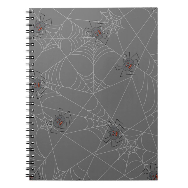 Halloween spiders web and pumpkins   notebook (Front)