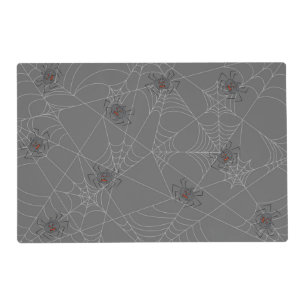 Halloween spiders web and pumpkins placemat