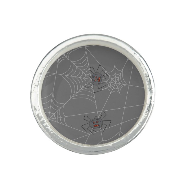 Halloween spiders web and pumpkins   ring (Front)