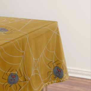 Halloween spiders web and pumpkins tablecloth