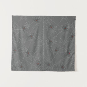 Halloween spiders web and pumpkins tapestry