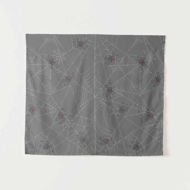 Halloween spiders web and pumpkins    tapestry (Front (Horizontal))