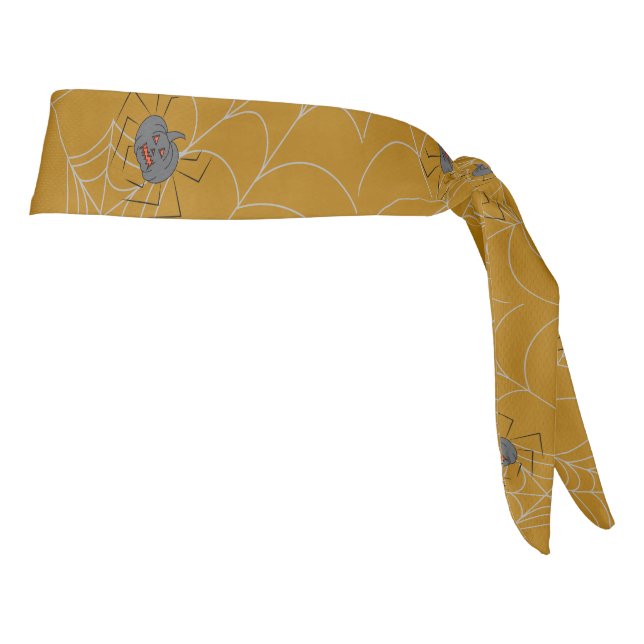 Halloween spiders web and pumpkins   tie headband (Rotate 90)