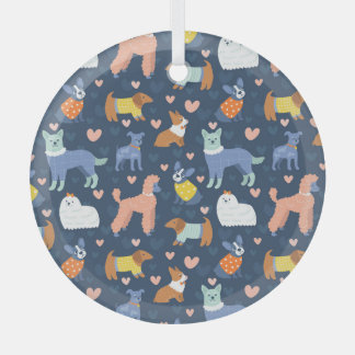 Halloween Spiders Web: Seamless Pattern Glass Ornament