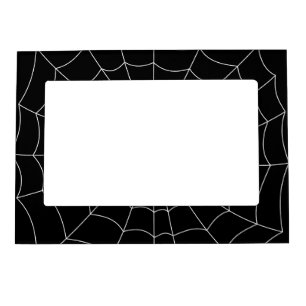 Halloween spiderweb black and white gothic pattern magnetic frame