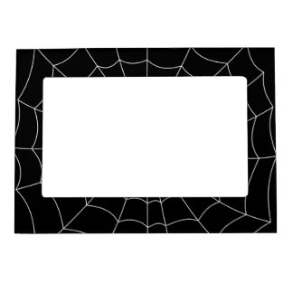Halloween spiderweb black and white gothic pattern magnetic frame