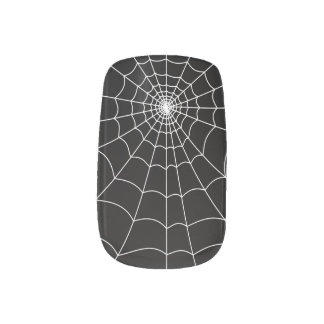 Halloween spiderweb black and white gothic pattern minx nail art