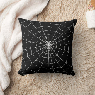Halloween spiderweb black and white gothic pattern throw pillow