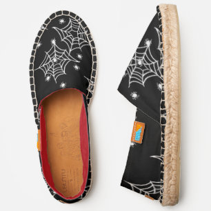 halloween spiderweb cobweb black white espadrilles