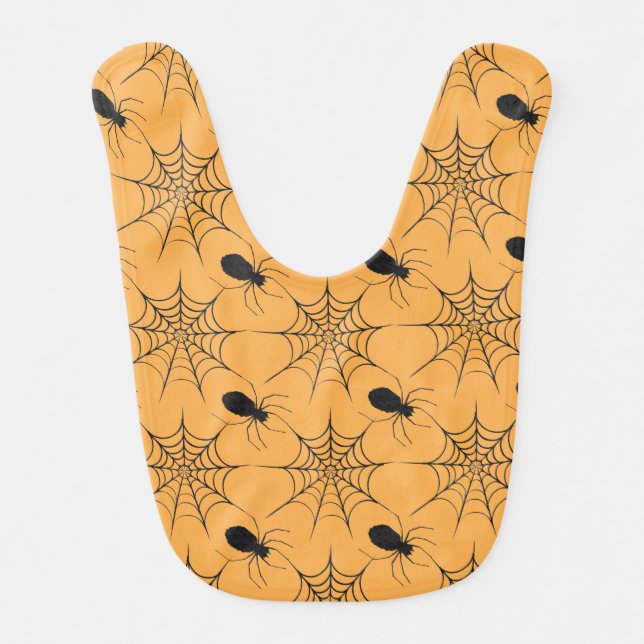 Halloween Spiderweb Pattern Baby Bib (Front)