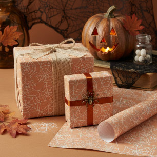 Halloween Spiderweb Pattern Orange White ID1328 Wrapping Paper