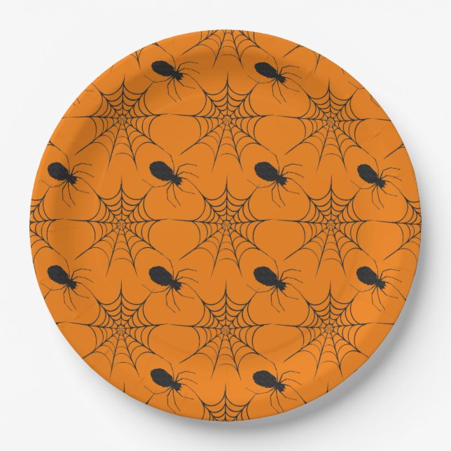 Halloween Spiderweb Pattern Paper Plates (Front)