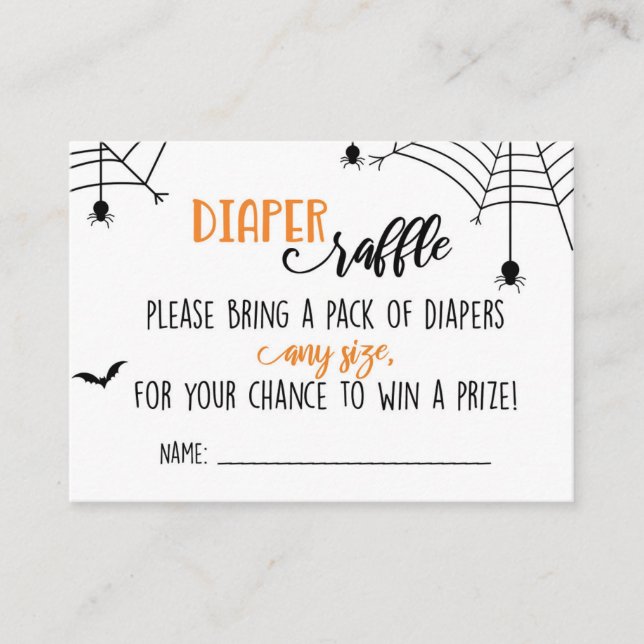 Halloween Spiderwebs Baby Shower Diaper Raffle Enclosure Card (Front)