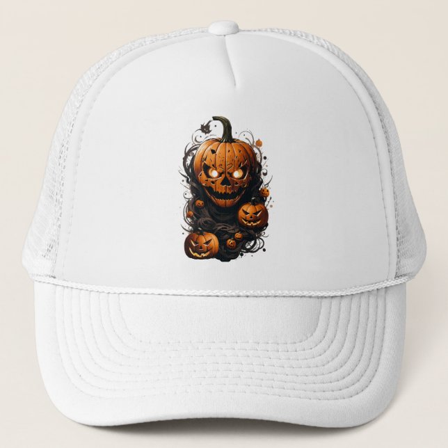 Halloween splash color pumpkin trucker hat (Front)