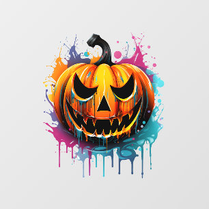 Halloween splash color pumpkin window cling