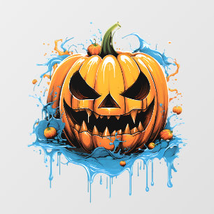 Halloween splash color pumpkin window cling