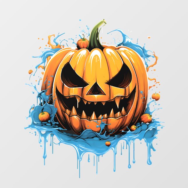 Halloween splash color pumpkin  window cling (Sheet)