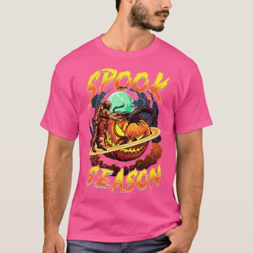 Halloween Spook Season Astronaut Pumpkin Planet T_Shirt