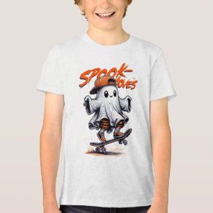 Halloween Spook Skateboard Moves White Ghost Tee