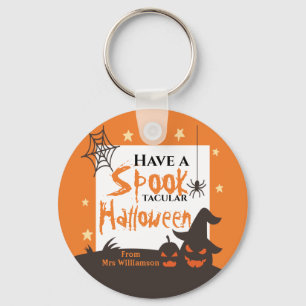 Halloween Spook-Tacular Orange Keychain