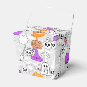 Halloween spookiness pattern 01 L Grey BG Favor Boxes