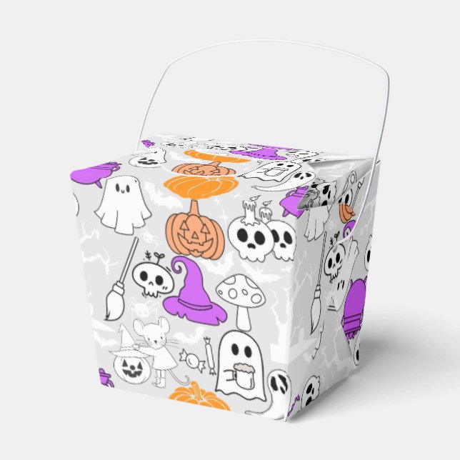 Halloween spookiness pattern 01 L Grey BG Favor Boxes (Front Side)