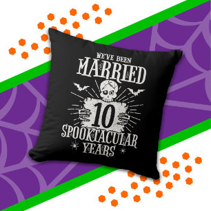 Halloween Spooktacular 10th Wedding Anniversary Throw Pillow
