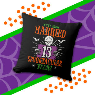 Halloween Spooktacular 13th Wedding Anniversary Throw Pillow
