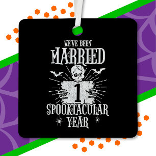 Halloween Spooktacular 1st Wedding Anniversary Metal Ornament
