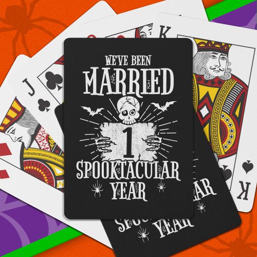 Halloween Spooktacular 1st Wedding Anniversary Poker Cards