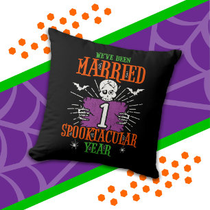 Halloween Spooktacular 1st Wedding Anniversary Throw Pillow