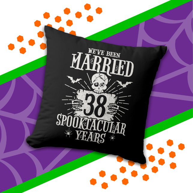 Halloween Spooktacular 38th Wedding Anniversary Throw Pillow (Creator Uploaded)