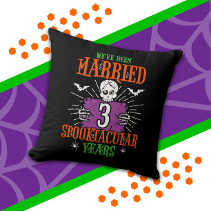 Halloween Spooktacular 3rd Wedding Anniversary Throw Pillow
